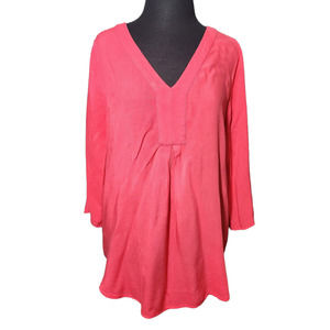 Chico's v neck tunic 3/4 sleeve color coral red sz 2 / L